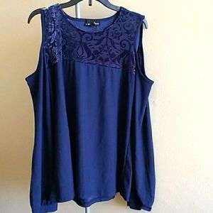 Alison Andrews Blue Velvet Cold Shoulder Top (M)